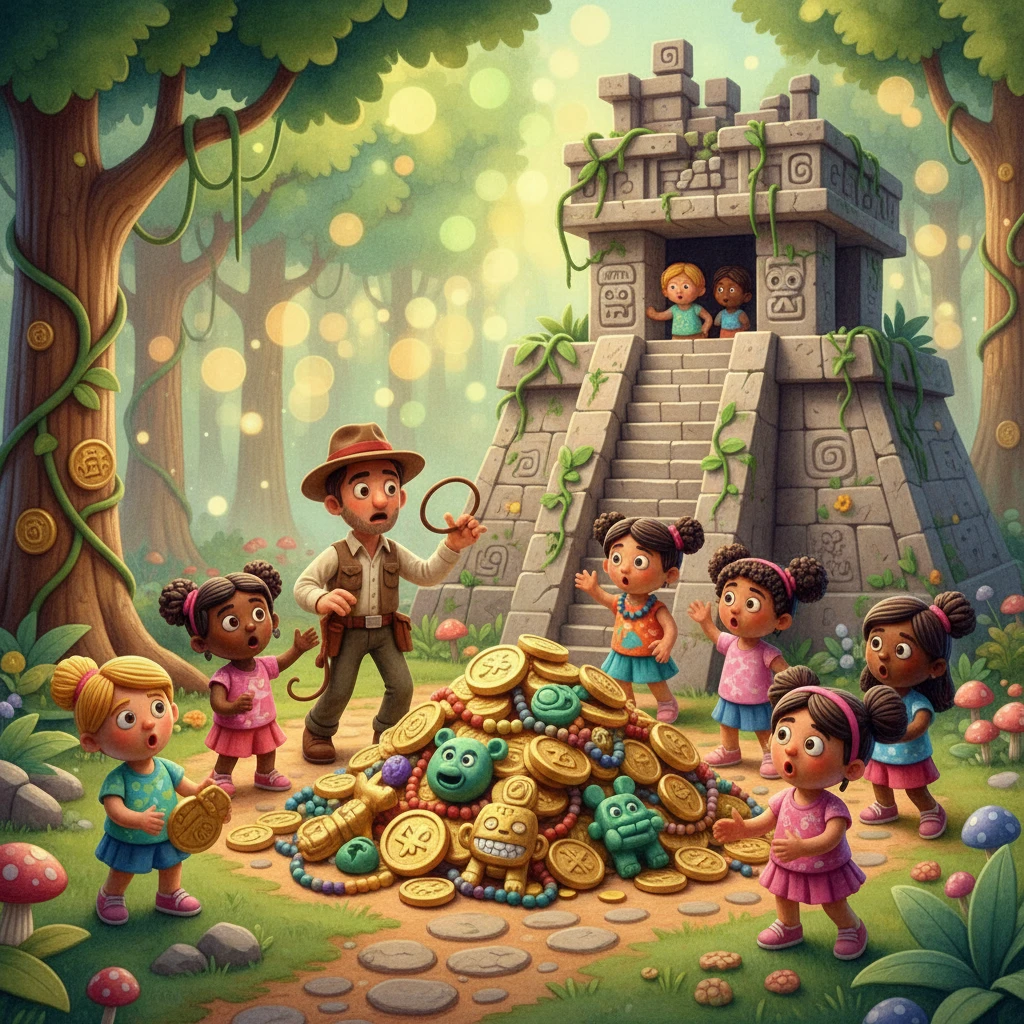 Pixar style clay characters at a cozy forest kindergarten