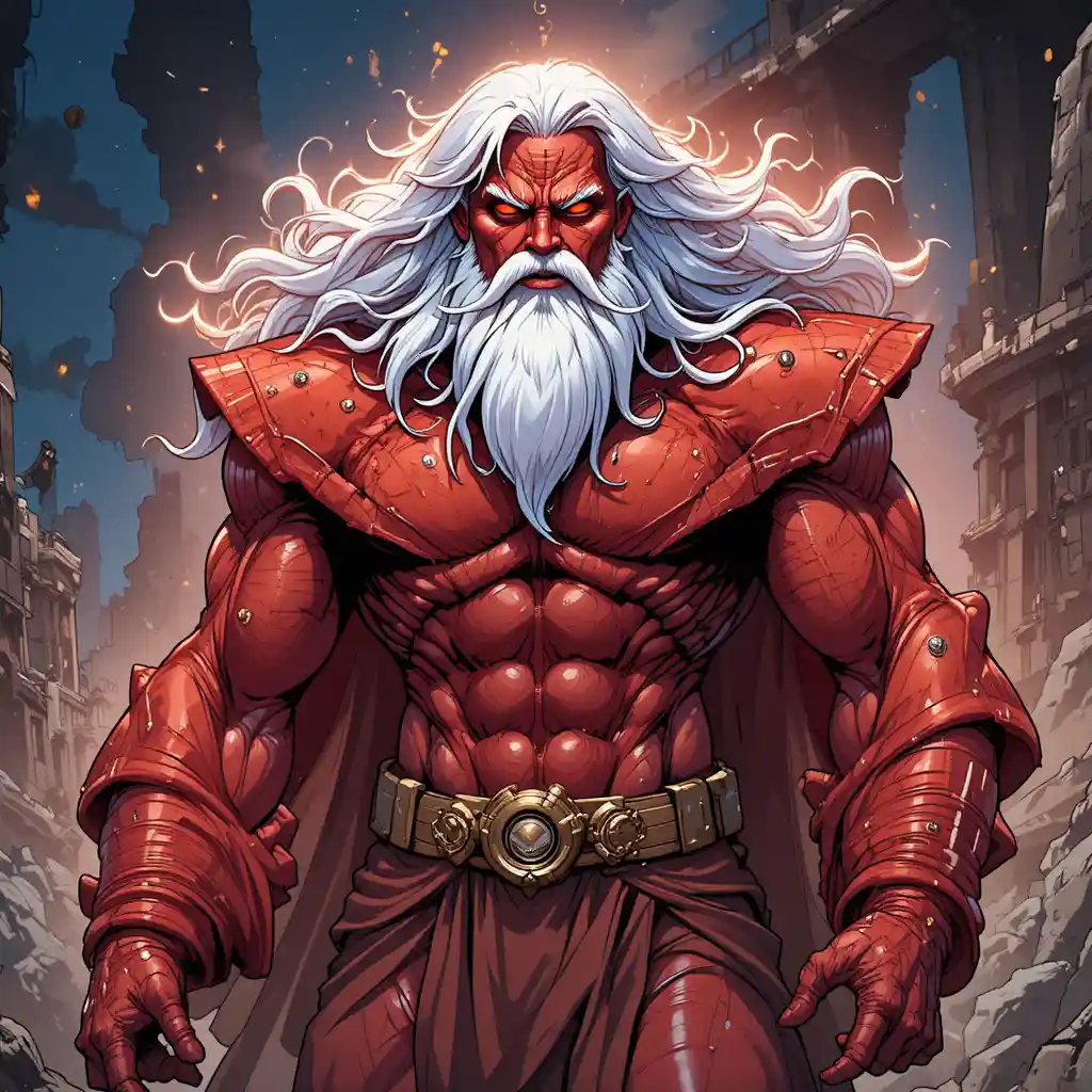 Celestial bearded deity with flowing white hair and robes