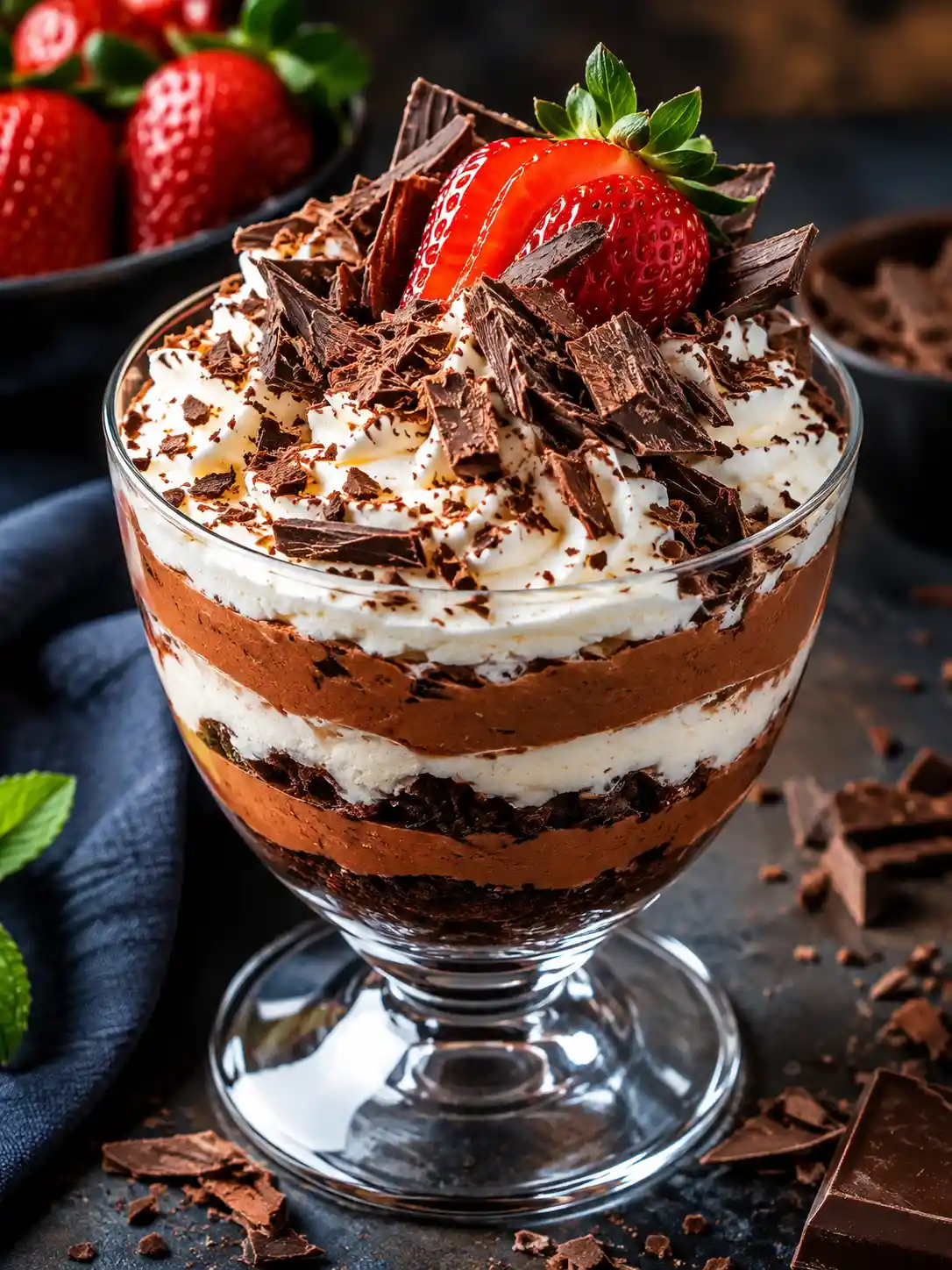 Gros plan de dessert surmonté de copeaux de chocolat aux couleurs vives