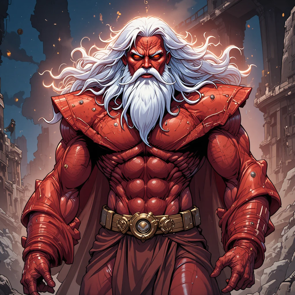 Celestial bearded deity with flowing white hair and robes