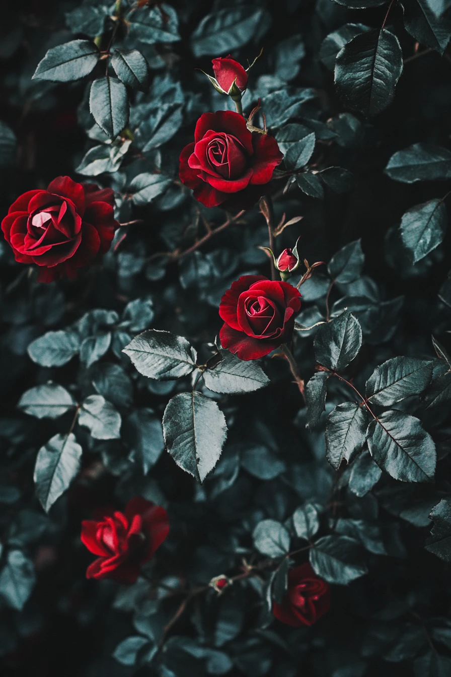 Rosas escuras em aquarela com estética gótica de papel de parede floral