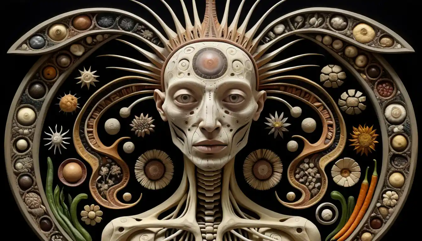 Surreal hybrid lifeforms in a dreamlike oil painted world