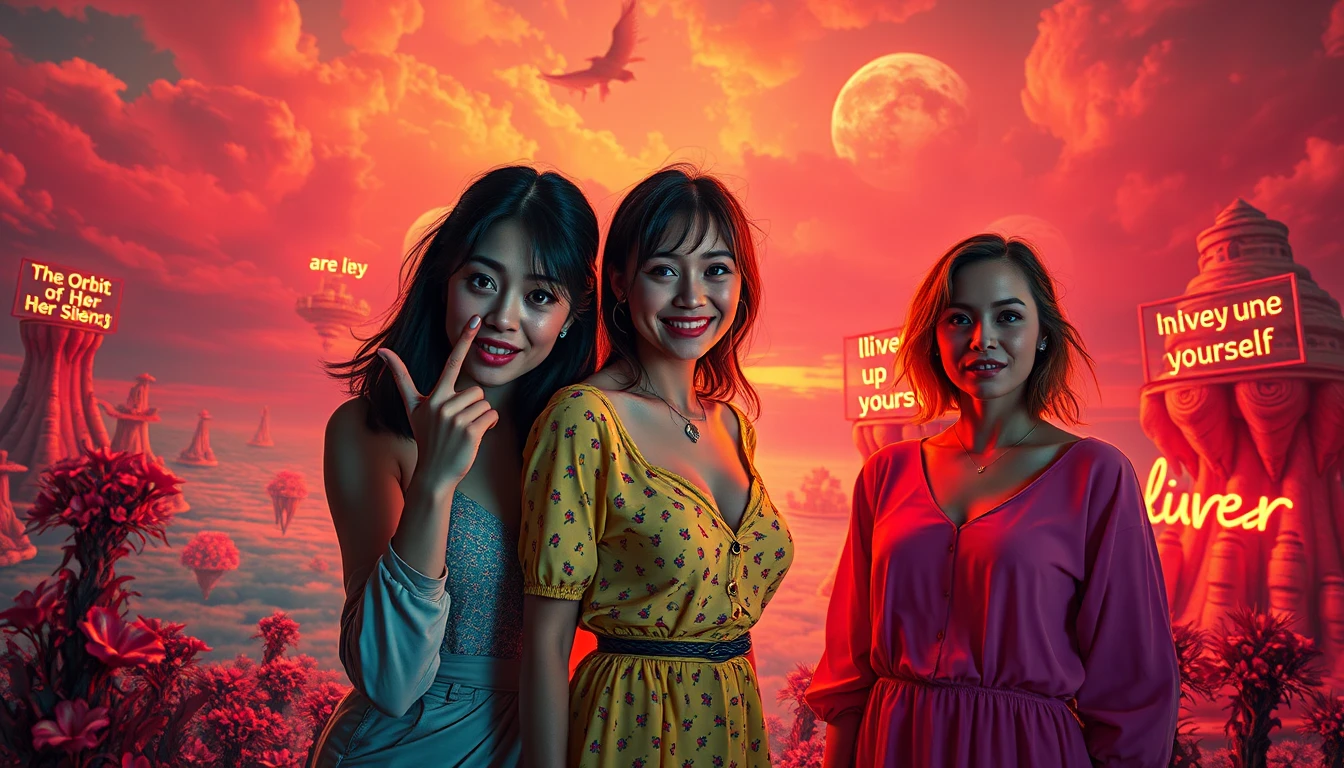 Tres actrices en un sueño surrealista de cómic