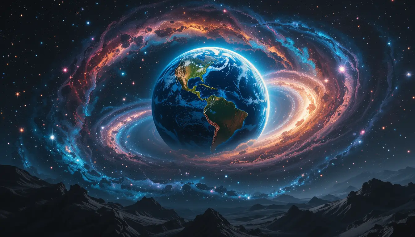 Vibrant Earth Floating Amid A Star Filled Cosmic Expanse