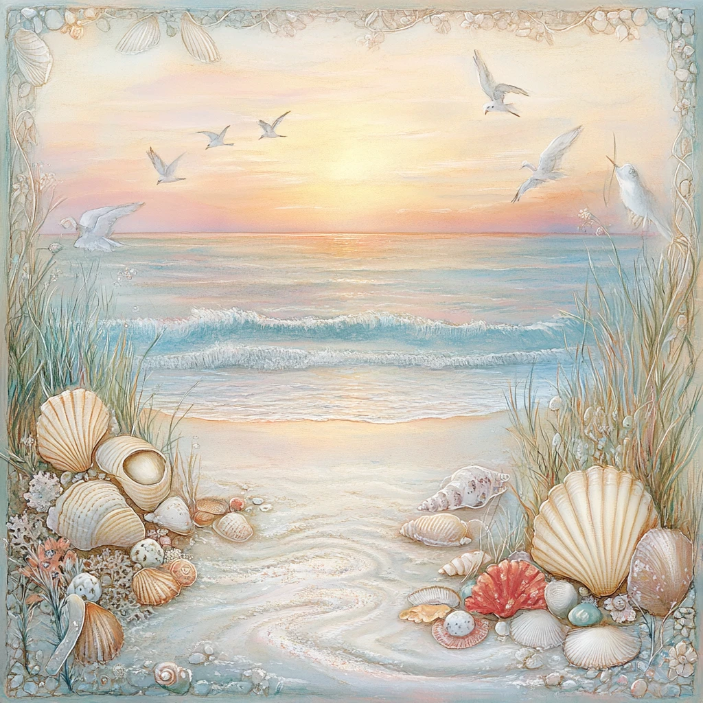 Dreamy Shell Beach Retreat At Sunset By The Sea