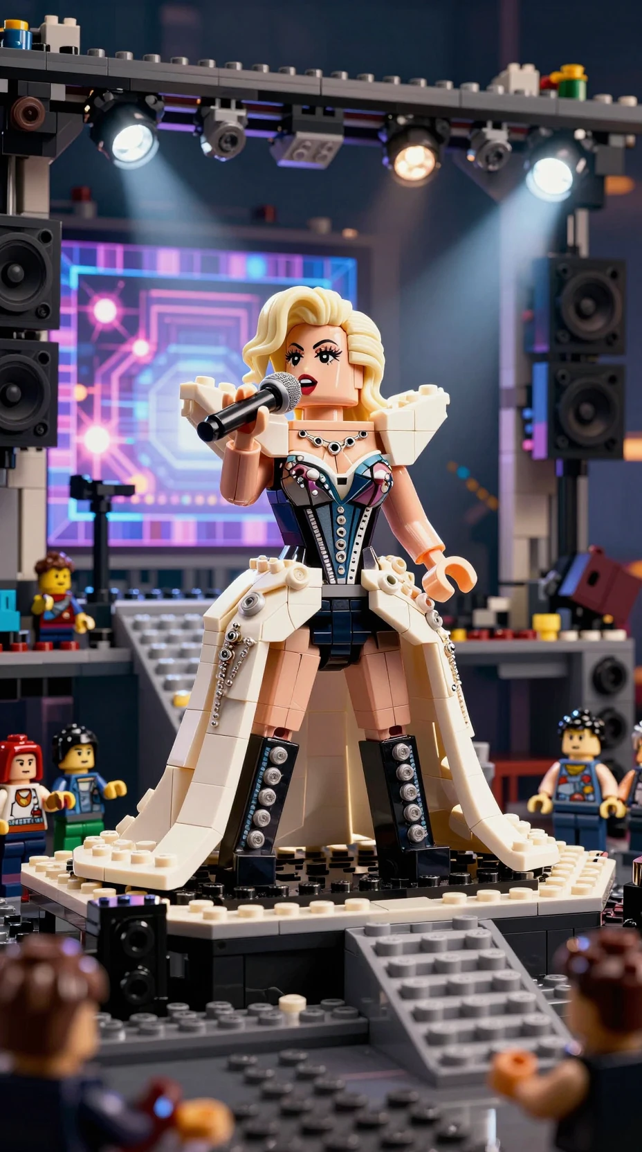Lego-Popdiva auf futuristischer Konzertbühne