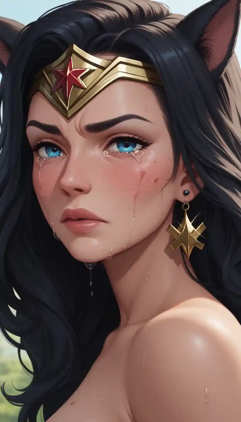 Primer plano de chica anime con ojos hermosos llorando suavemente