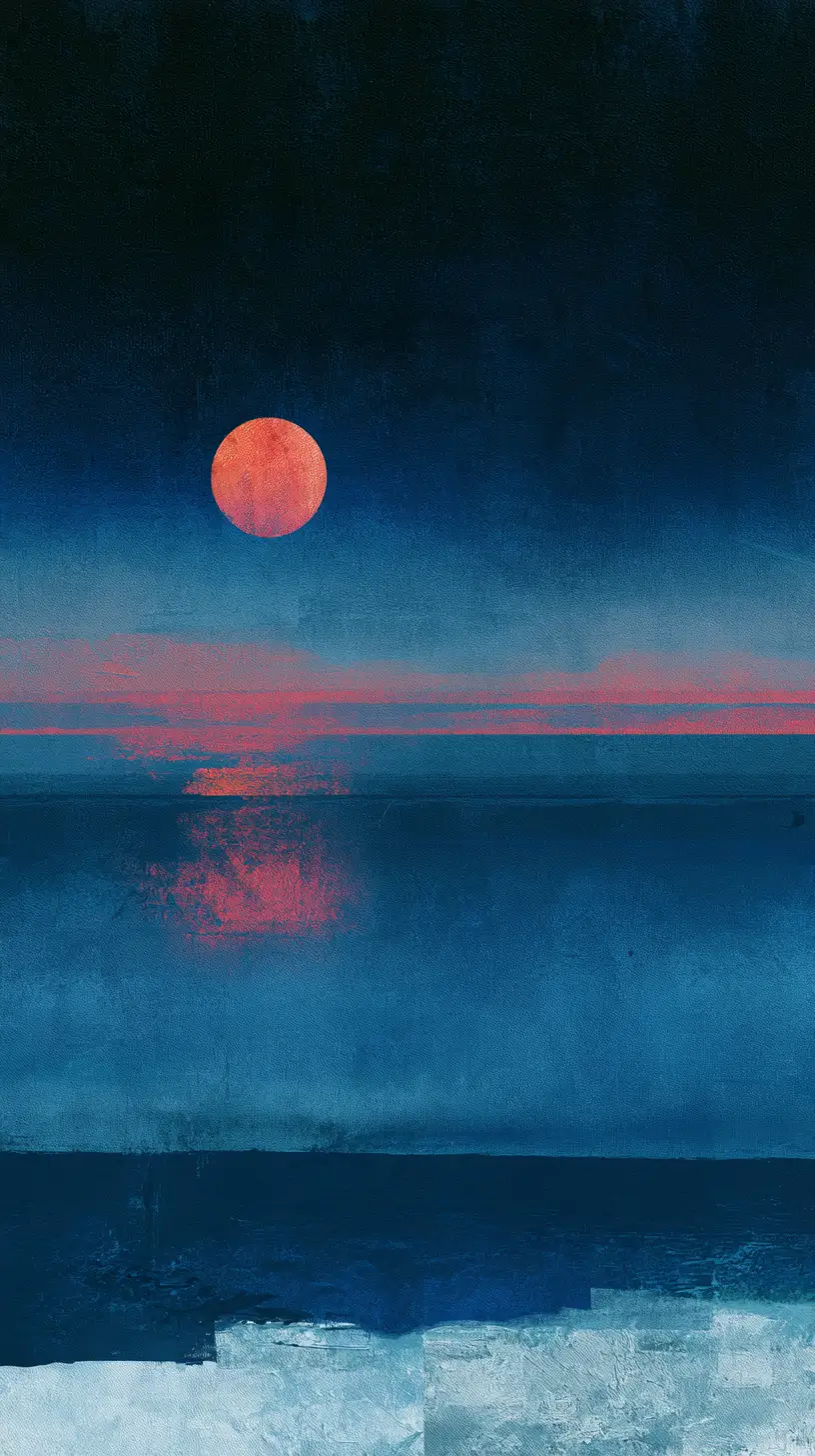 Abstract ocean of the soul in deep indigo and ash tones