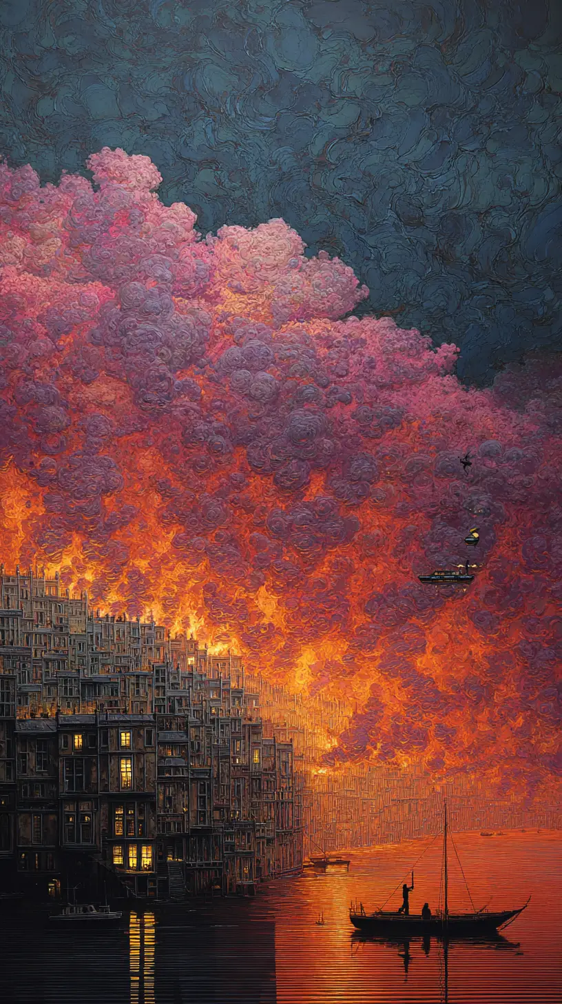 Surrealistisches Seelenlandschaft-Ölgemälde in dunklem Indigo und Aschetönen