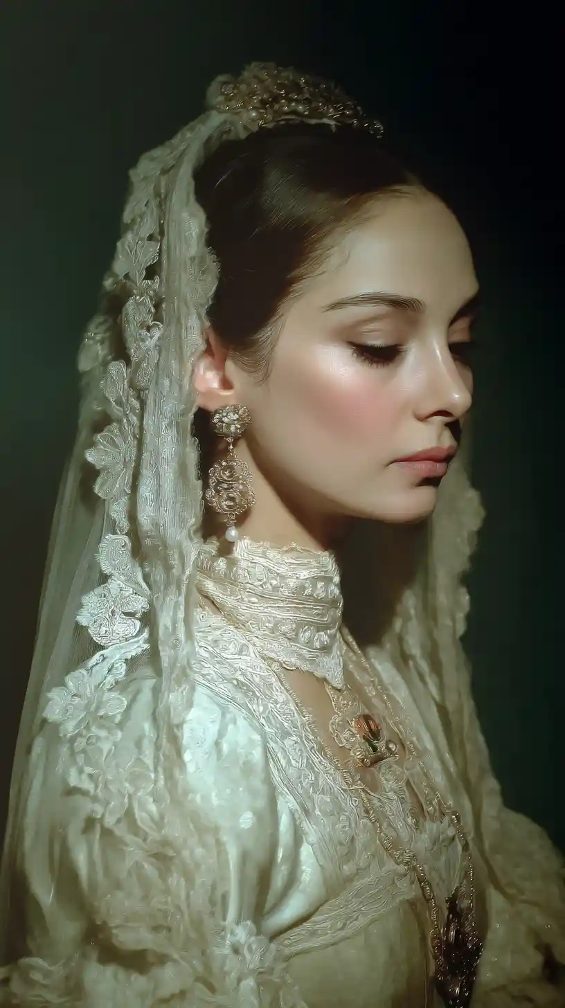 Elegant Russian diva portrayed in expressive figurative style