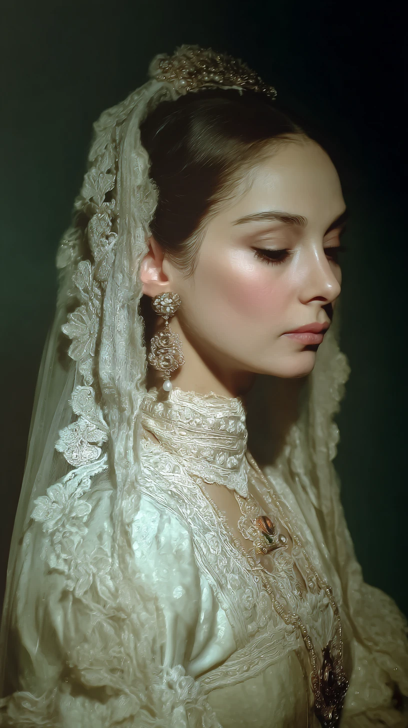 Elegant Russian diva portrayed in expressive figurative style