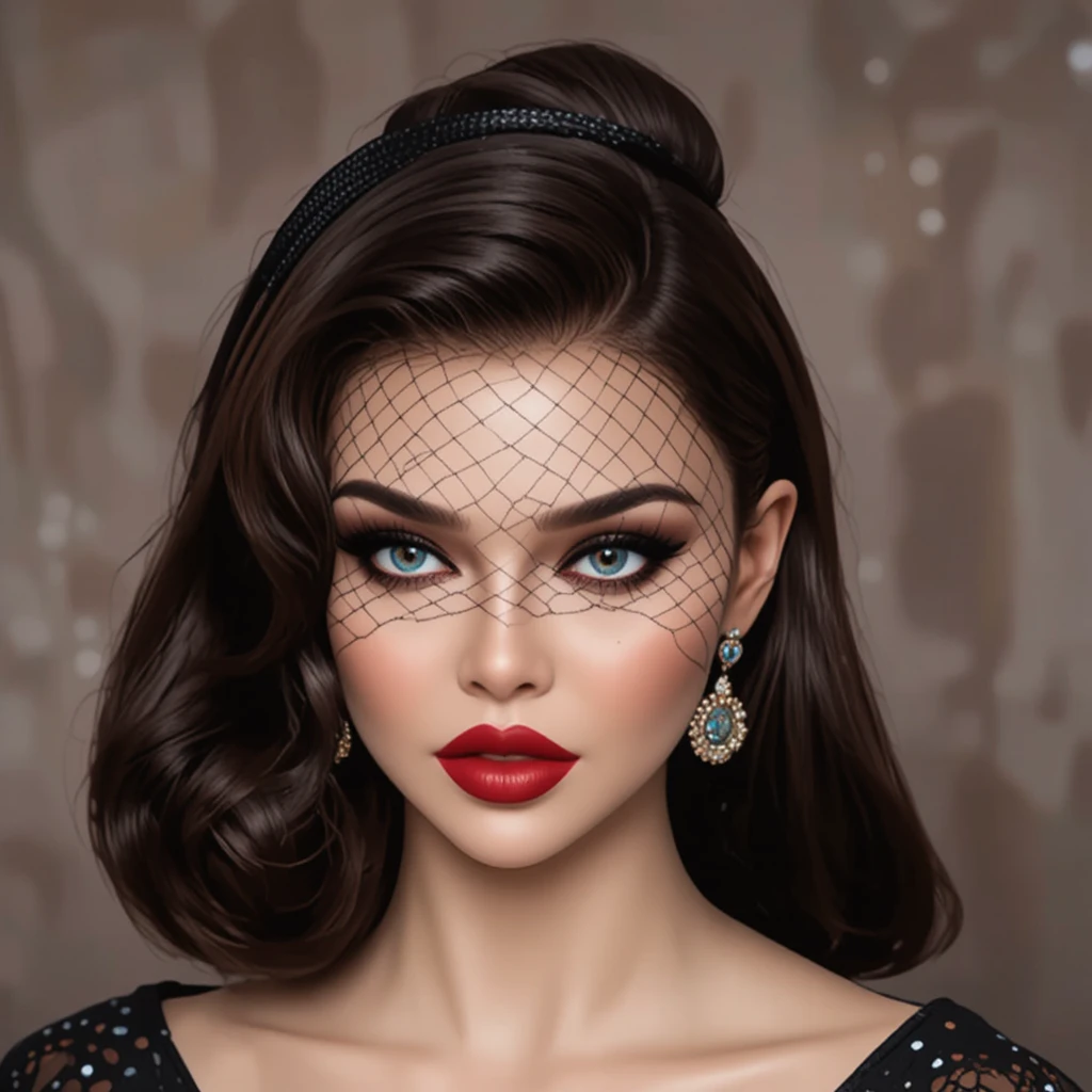 Retro black birdcage veil in classic 1950s Parisian style