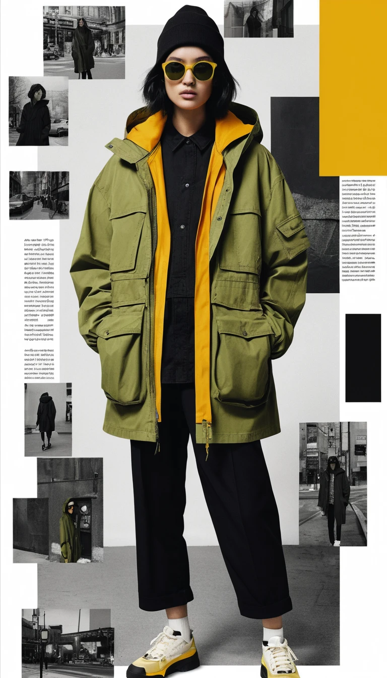 Retrato de moda urbana em estilo colagem de mídia mista