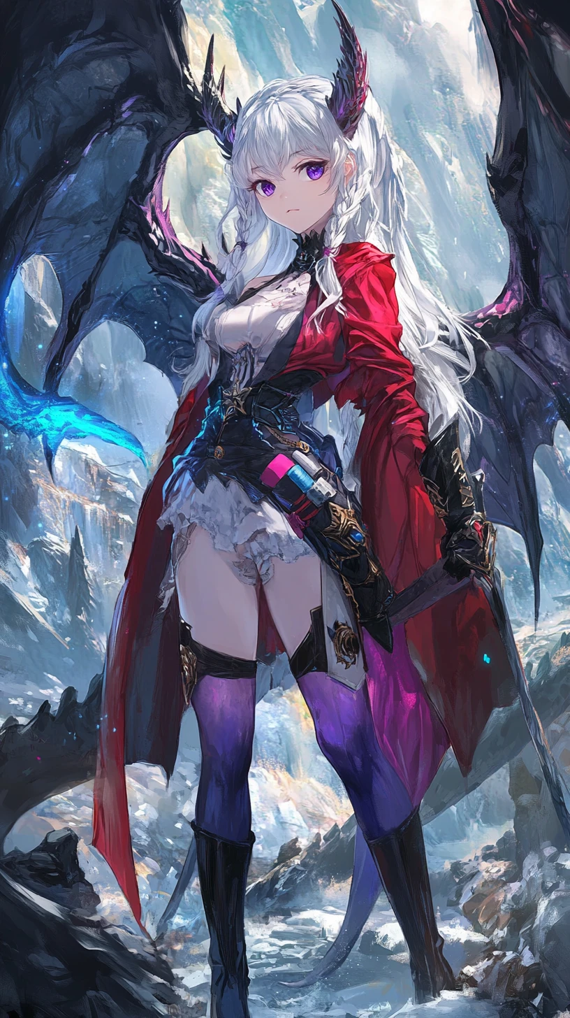 Small ice dragon breathing blue flames in rune cave