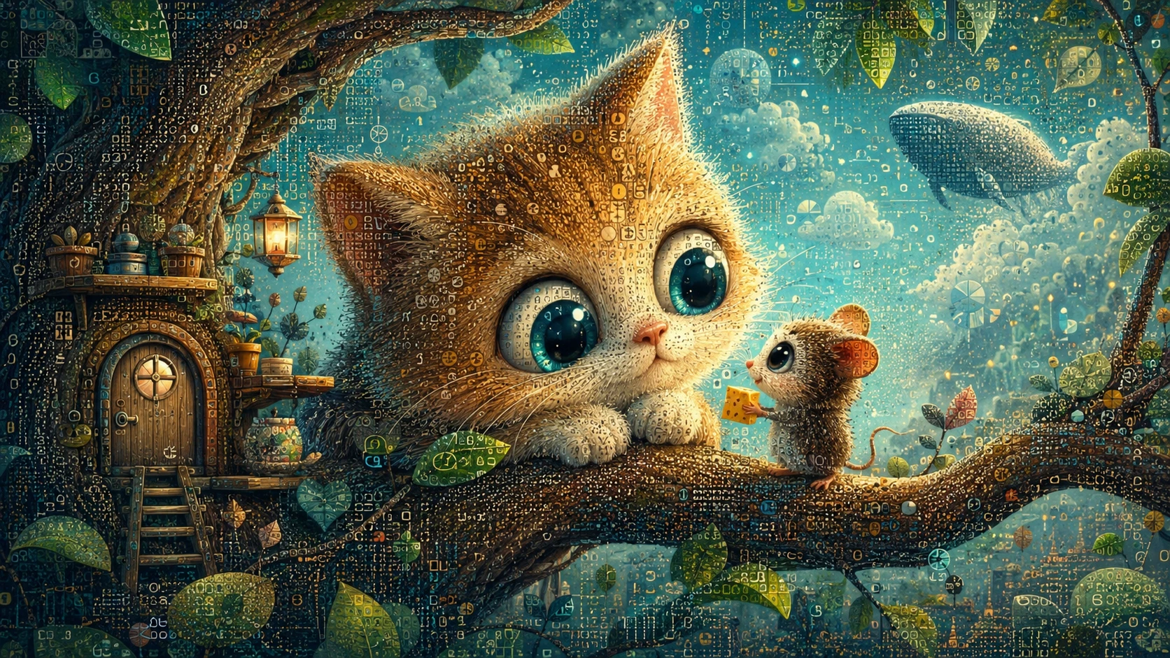 Whimsical storybook characters with oversized expressive eyes