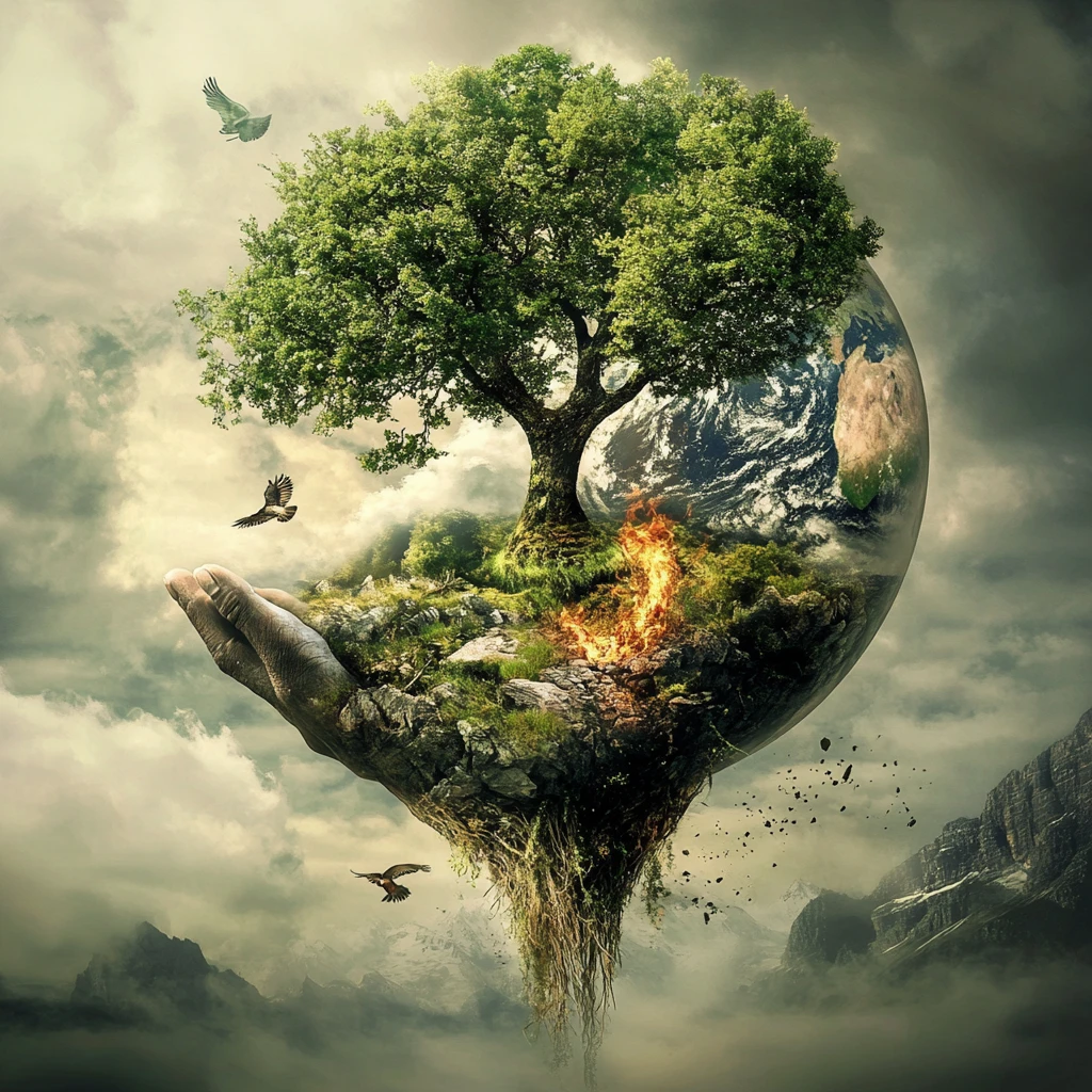 Earth personified as a living landscape goddess figure