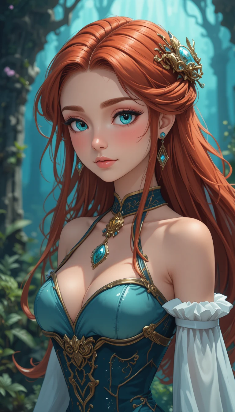 Mujer sirena de anime en un mundo de fantasía mítico