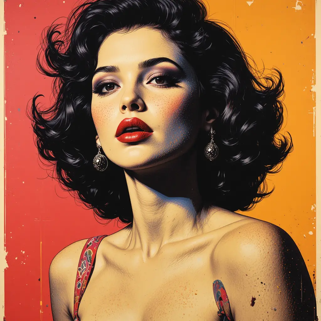 Póster retro de estilo pop art inspirado en la estética de Andy Warhol