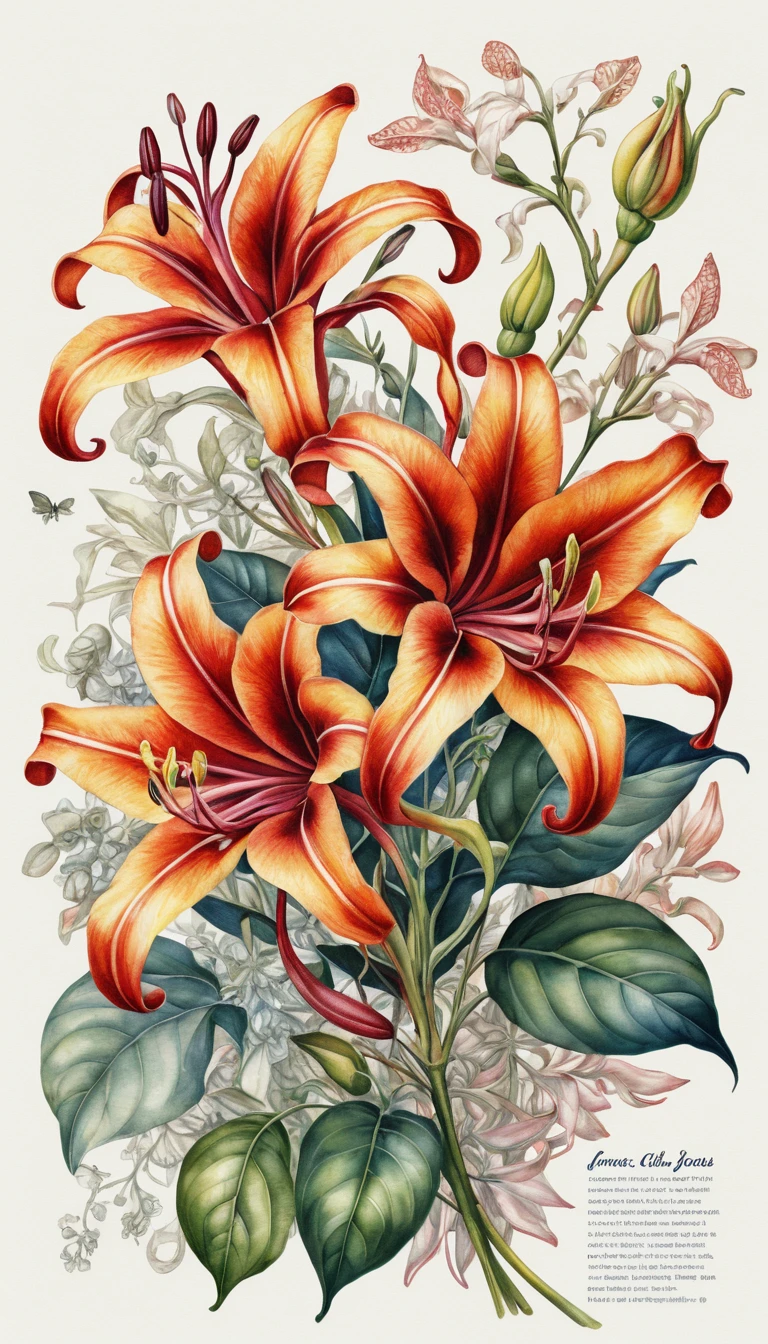 Watercolor floral poster illustration with graphic flyer design