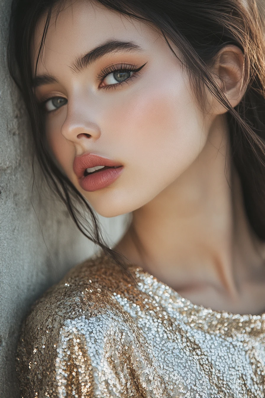 Retrato de moda elegante de uma jovem modelo feminina