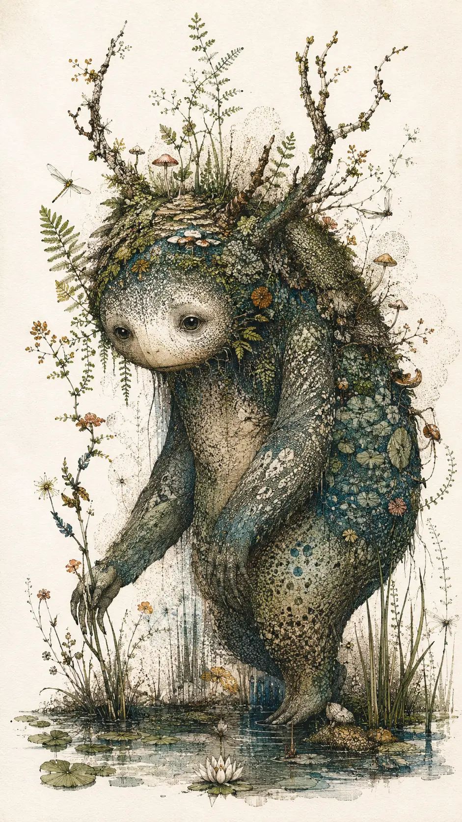 Whimsical Folklore Creatures In Ink And Watercolor Illustration