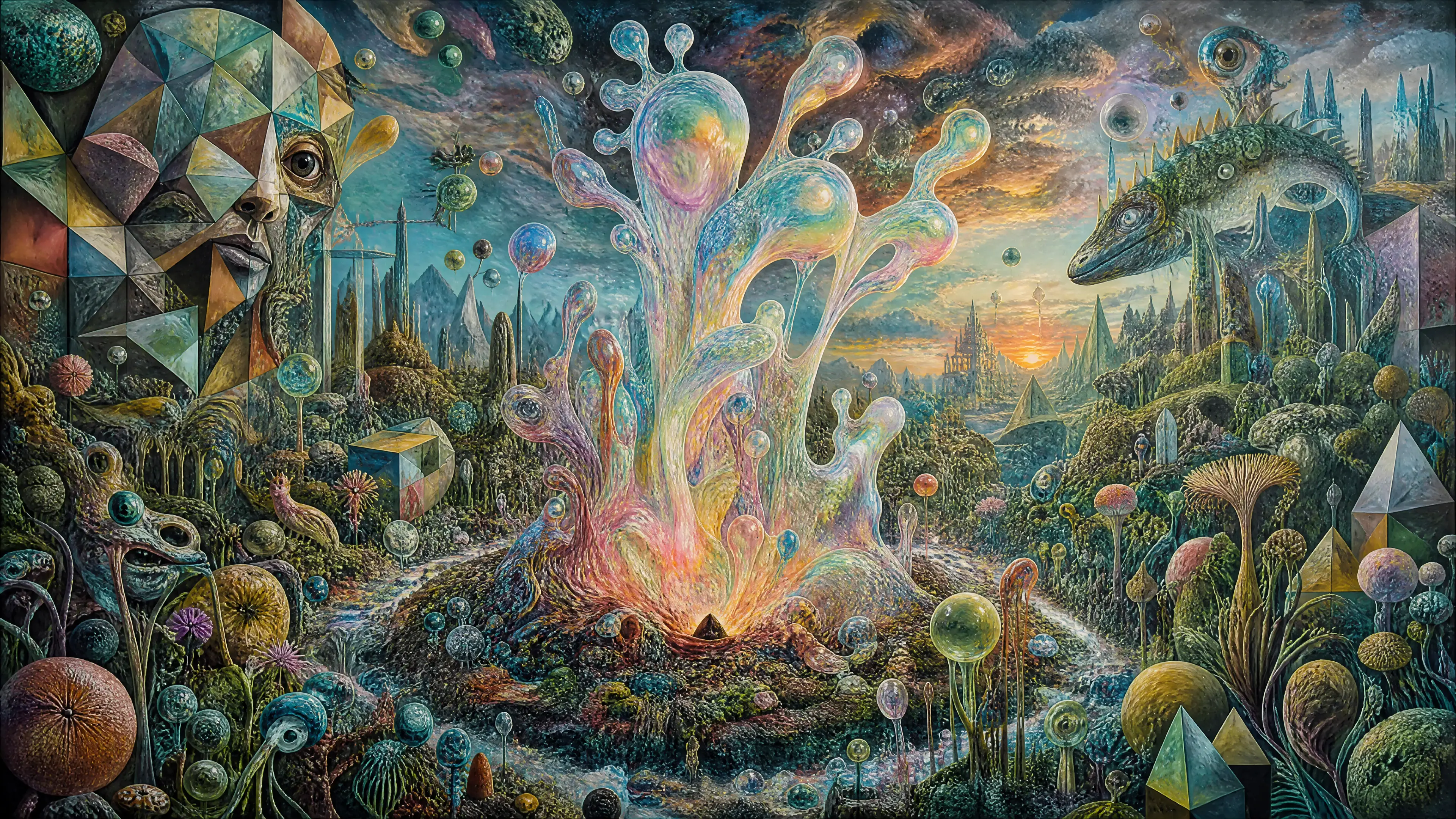 Glowing Jelly Like Form Rising In Surreal Landscape
