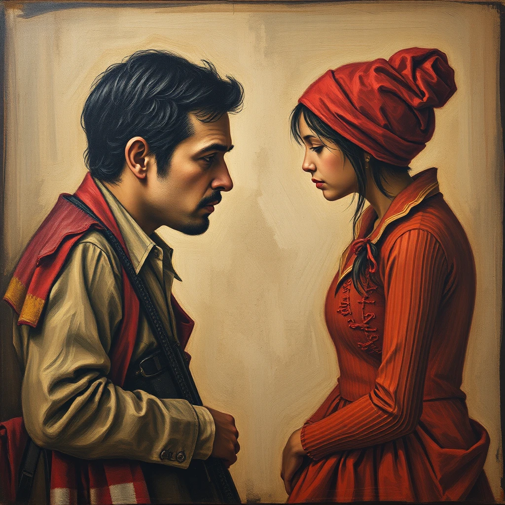 Troubled man staring at his reflection in the mirror