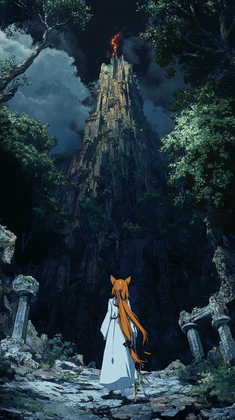 Dead tree in a deep canyon with a small stone shrine