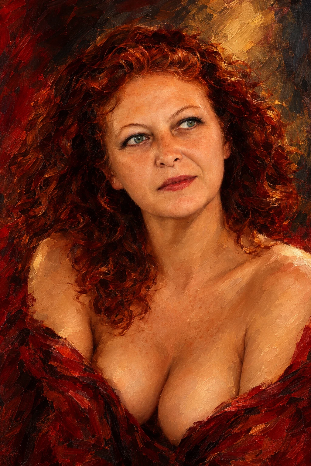 Retrato de chica pelirroja con intensos ojos verdes