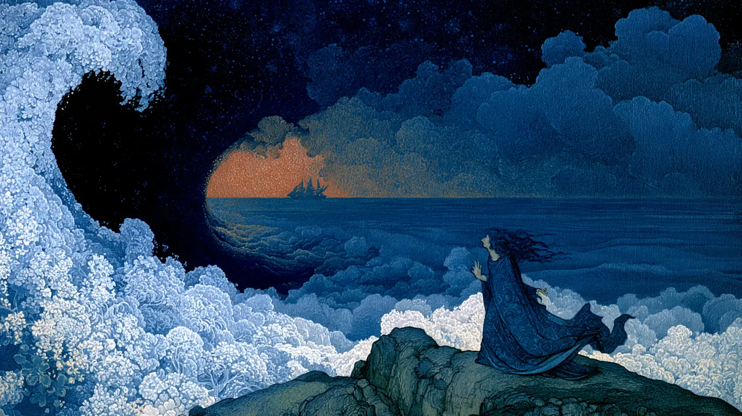 Mystical Indigo Ocean As A Deep Inner Dreamscape