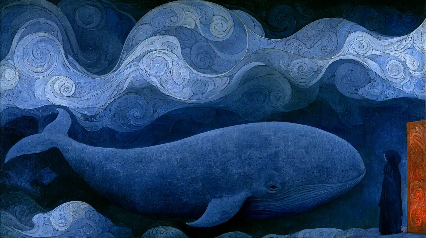 Mystical dark ocean rendered as a soulful oil painting