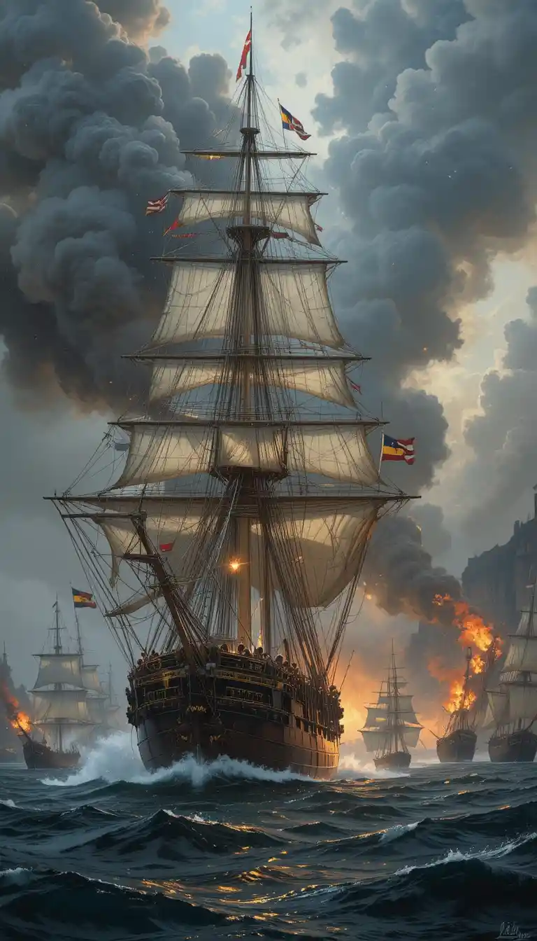 Dramatische Seeschlacht mit britischen Schiffen nahe Kap Trafalgar
