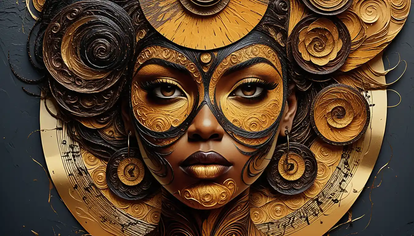 Surreal Afrocentric portrait of a Black woman in close up
