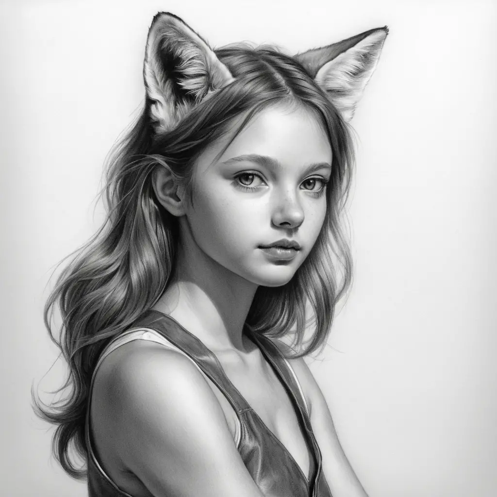 Playful fox eared girl turning to look over her shoulder