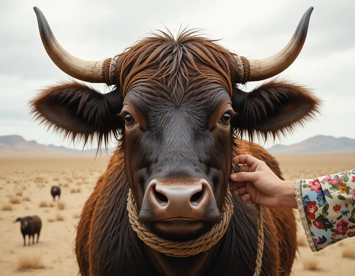 Gros plan d’une vache brune faisant face calmement à la caméra
