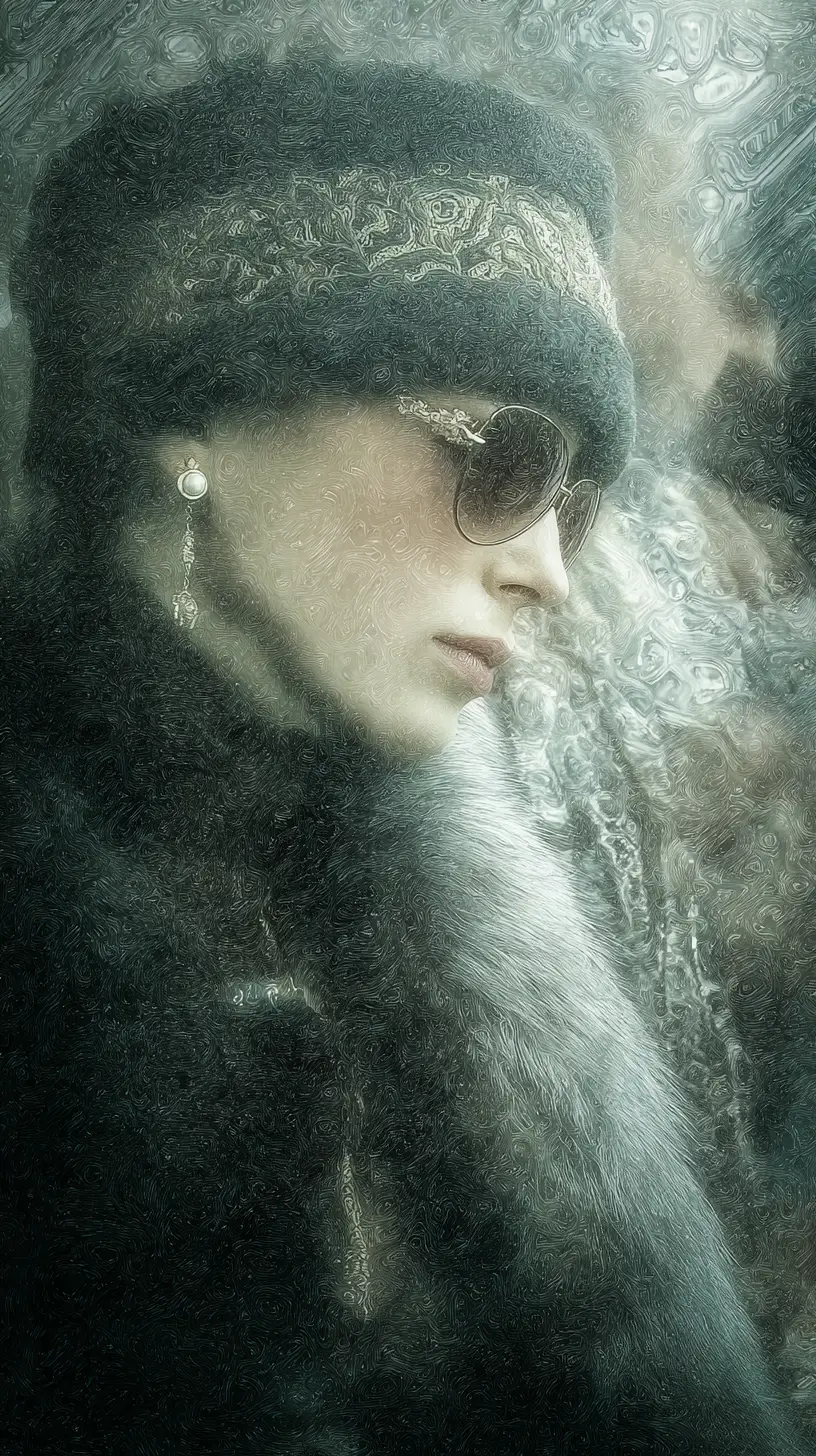 Elegant fantasy woman in flowing lace and pearls