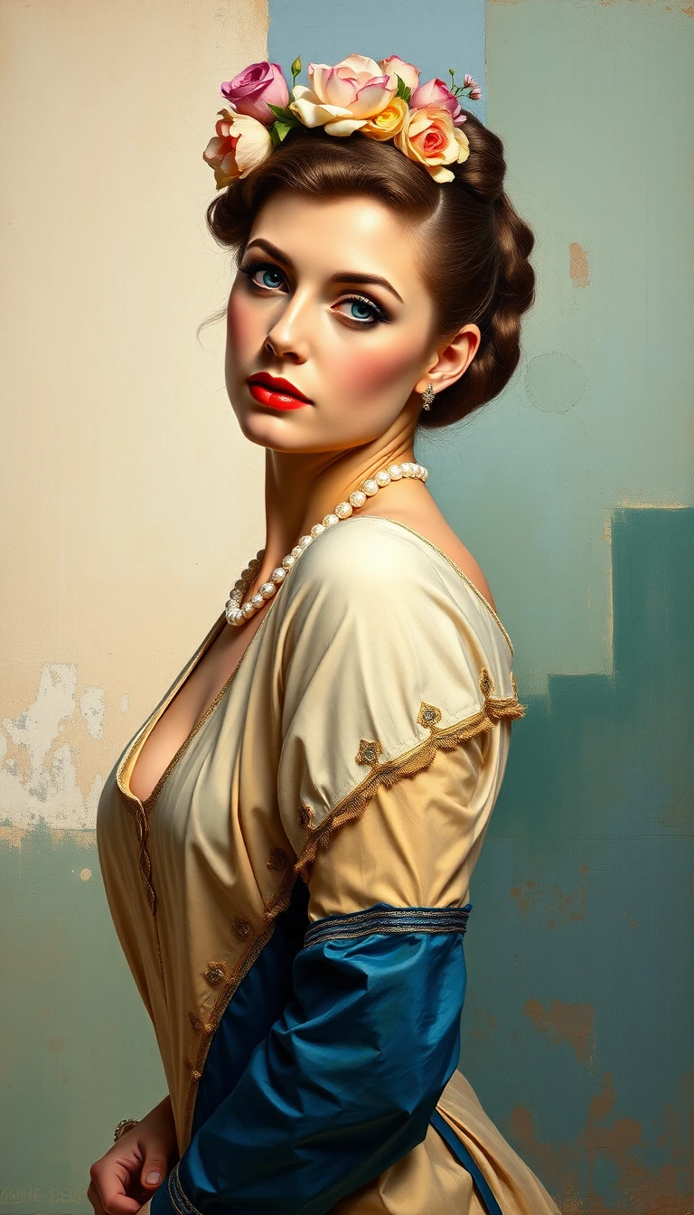 Elegant Belle Epoque woman in rich impasto bust portrait