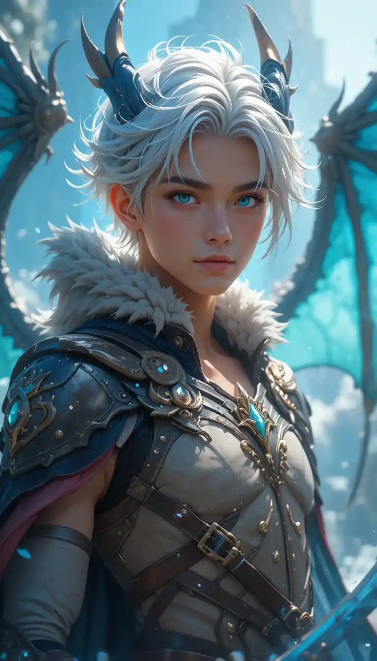 Geflügelter Drachen-Hybridkrieger in Anime-Fantasy-Rüstung