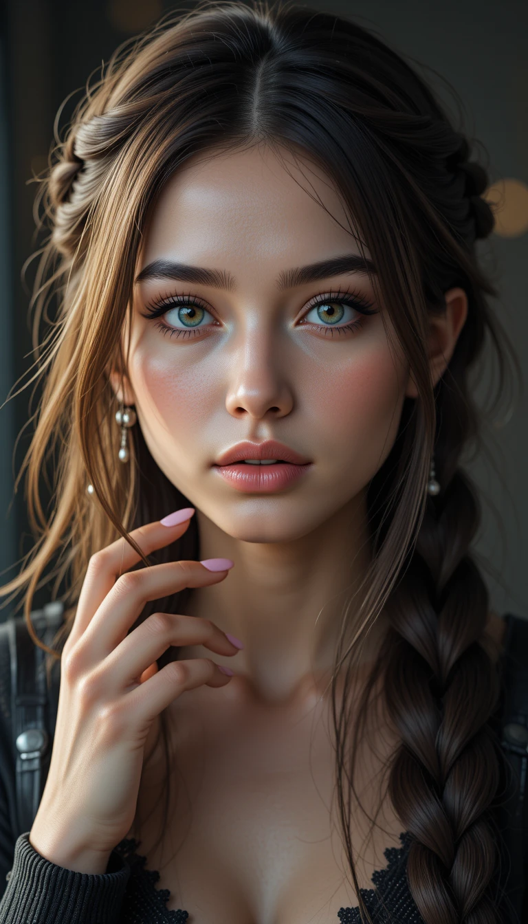 Retrato de cuerpo entero de una hermosa mujer joven con luz dramática