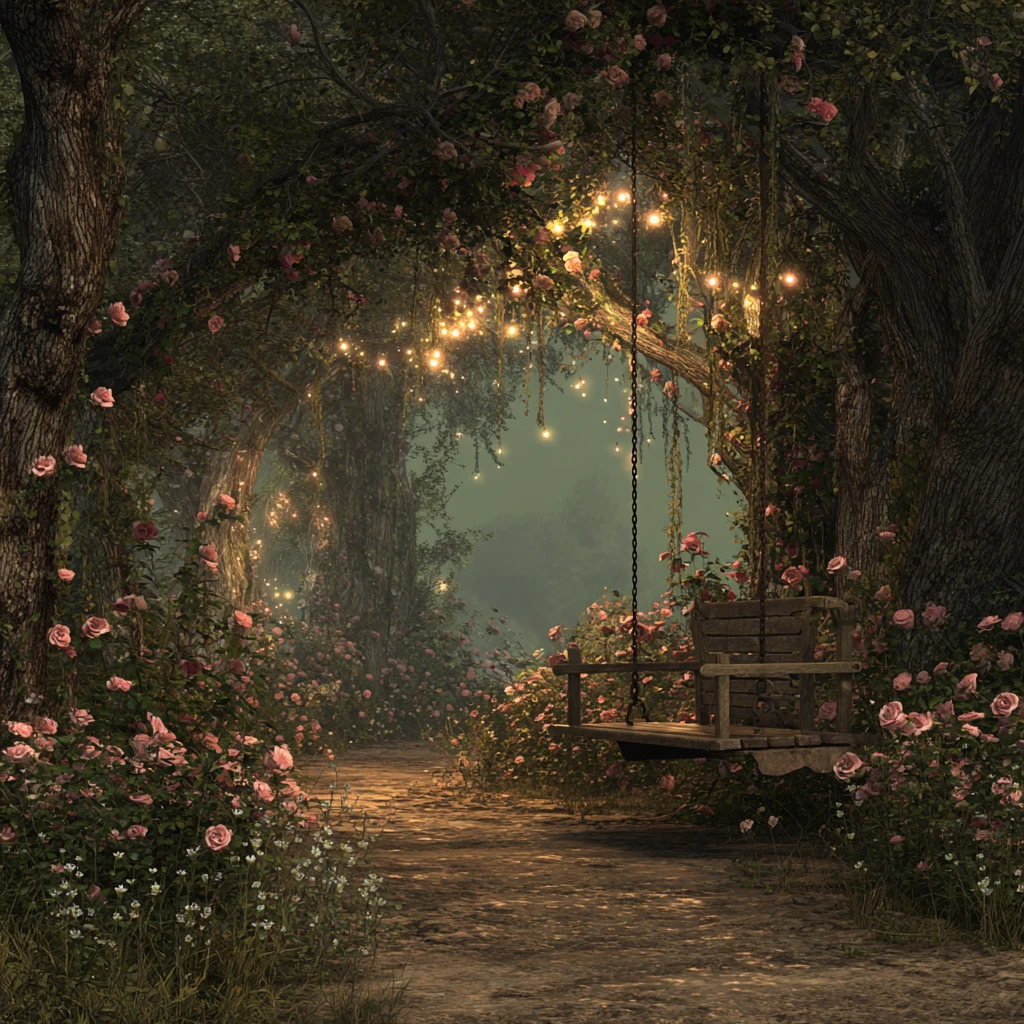 Romantic watercolor garden where gentle poems seem to bloom