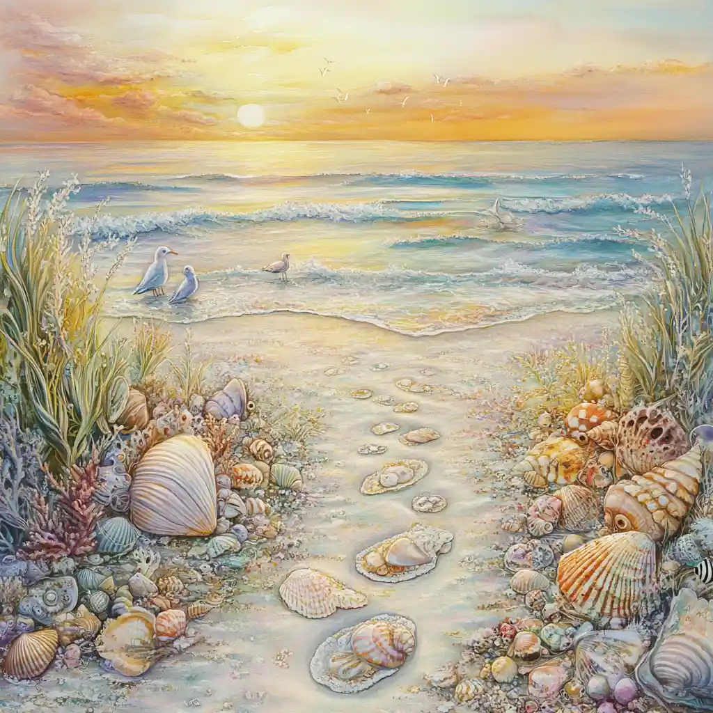Dreamy Shell Beach Retreat At Sunset By The Sea