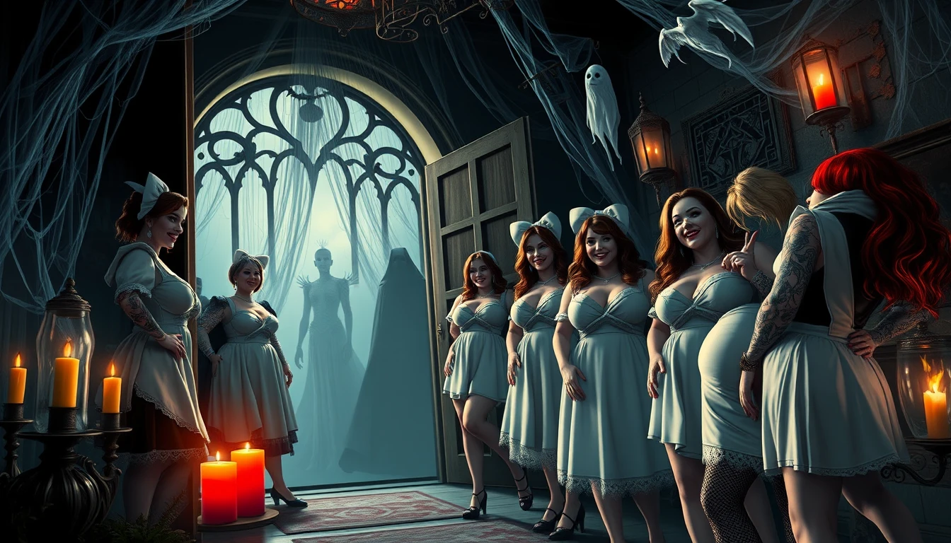 Sinnlicher Monsterball am Eingang eines Spukhauses