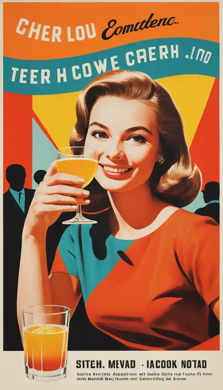Mujer sonriente en diseño de póster retro de bar de fin de semana