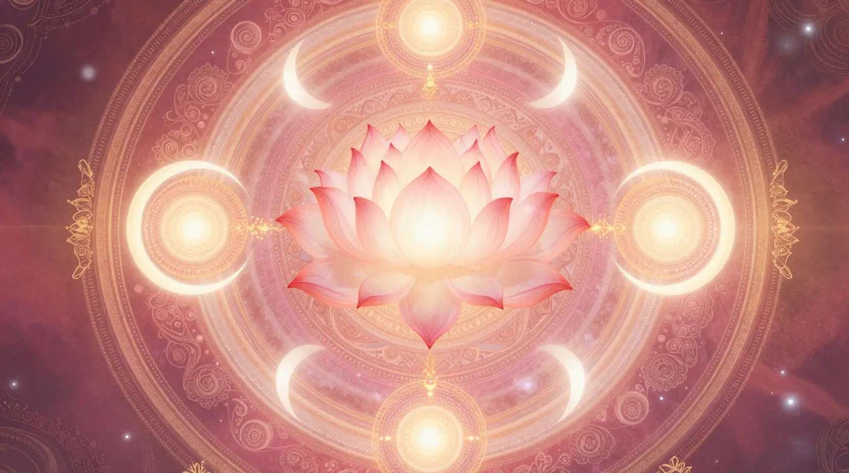 Radiant sacred mandala with blooming lotus center