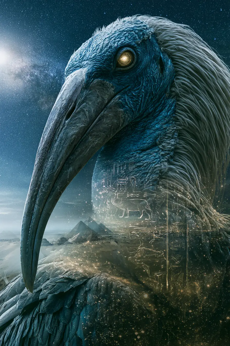 Ethereal Egyptian God Thoth In Desert Night Vision