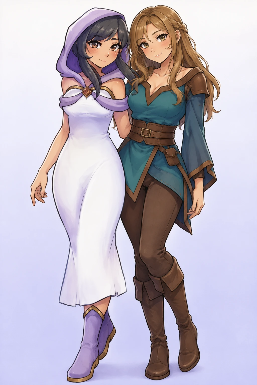 Two girls standing together as close best friends