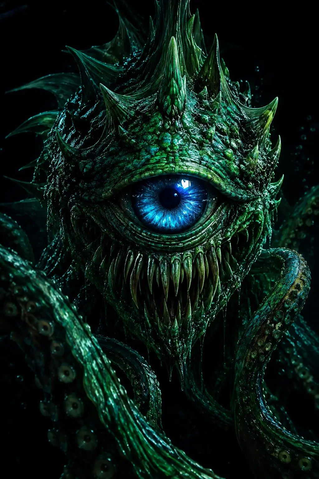 Terrifying Emerald Sea Monster With A Single Sapphire Eye