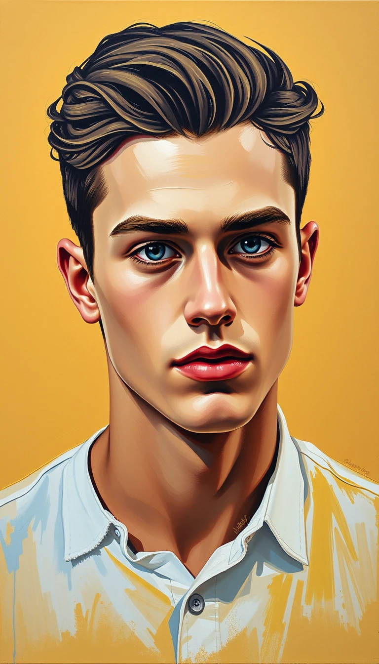 Swiss young man portrait in semiabstract impasto painting