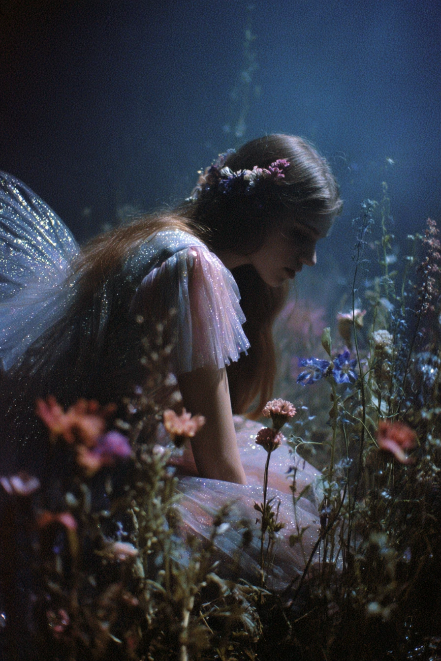 Dreamy fairytale fantasy scene in soft colorful haze