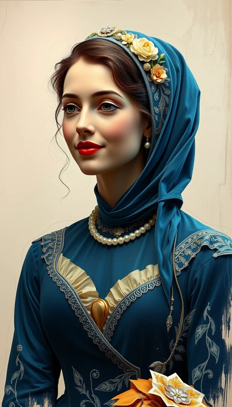 Belle Epoque lady portrait in rich impasto painting style